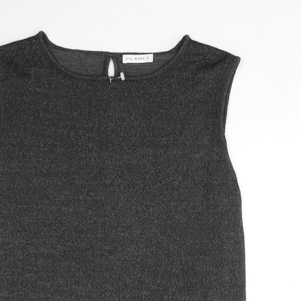 Planet Womens Black  Polyester Basic Tank Size M Round Neck