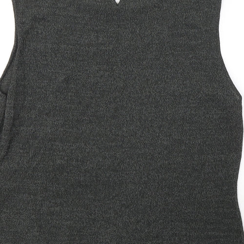 Planet Womens Black  Polyester Basic Tank Size M Round Neck