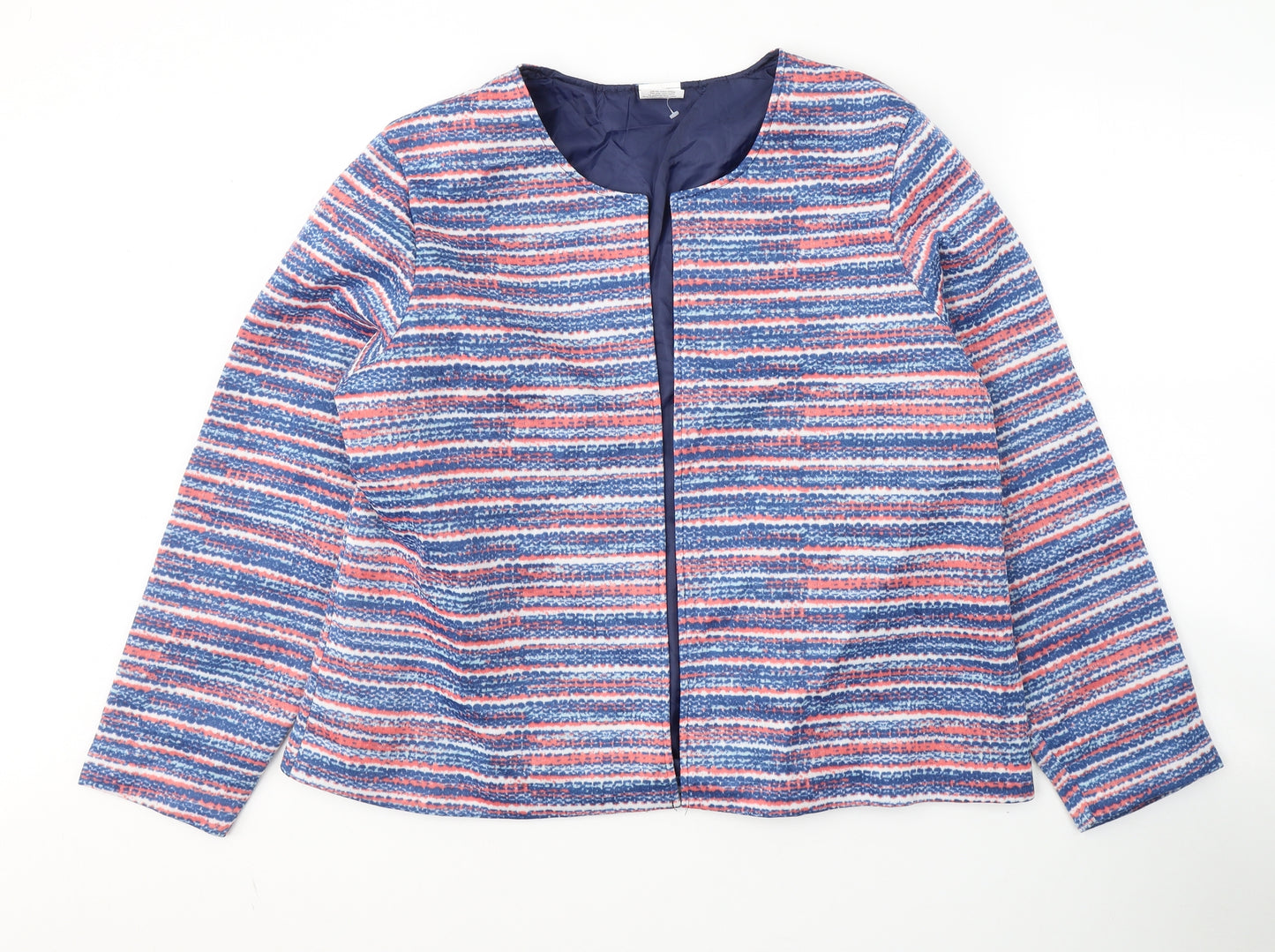 Anne De Lancay Womens Blue Striped  Jacket Blazer Size XL