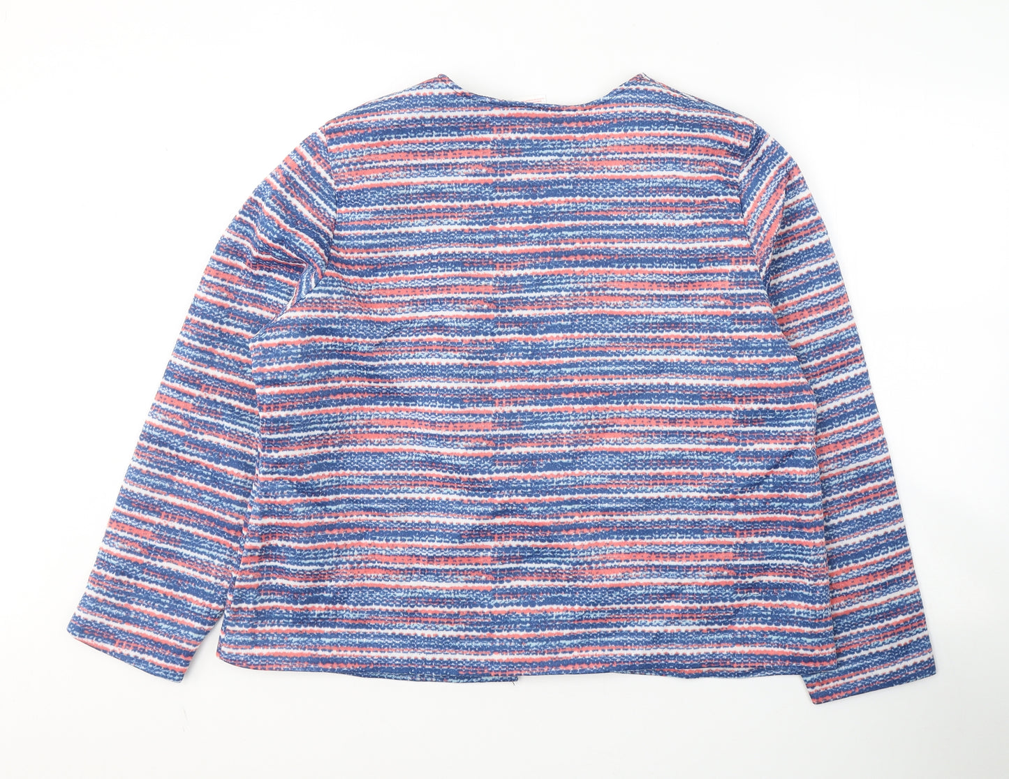 Anne De Lancay Womens Blue Striped  Jacket Blazer Size XL