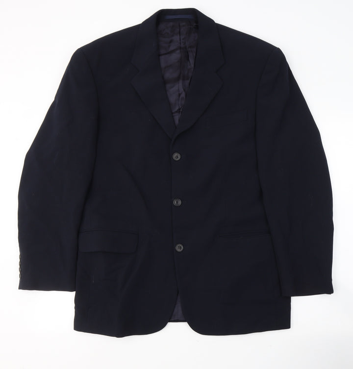 REMUS Mens Black  Polyester Jacket Suit Jacket Size L
