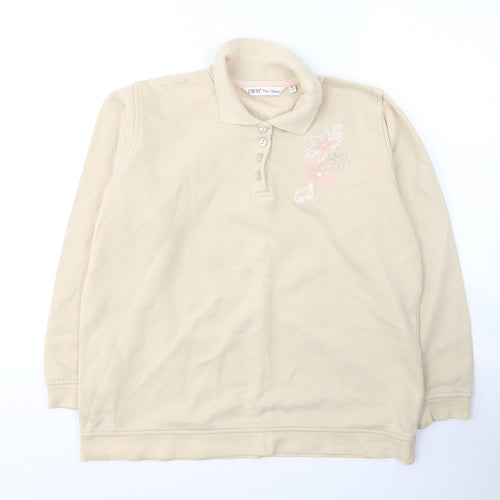 EWM Womens Beige  Cotton Pullover Sweatshirt Size 14  Pullover