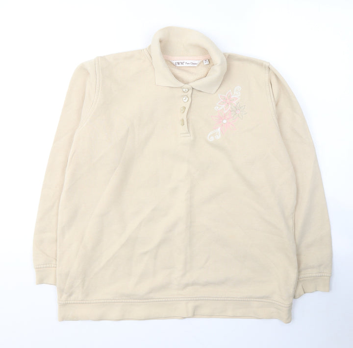 EWM Womens Beige  Cotton Pullover Sweatshirt Size 14  Pullover