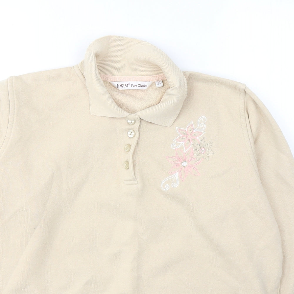 EWM Womens Beige  Cotton Pullover Sweatshirt Size 14  Pullover