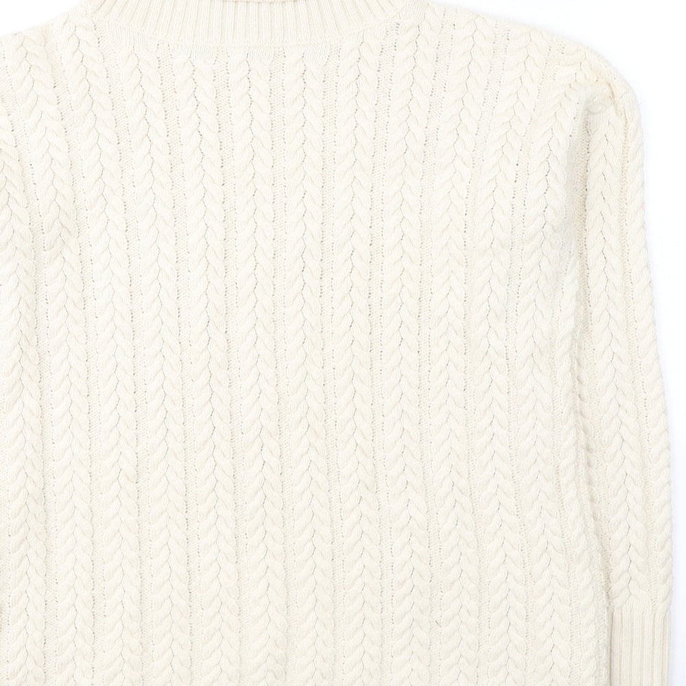 French Connection Womens Ivory Roll Neck  Cotton Pullover Jumper Size M