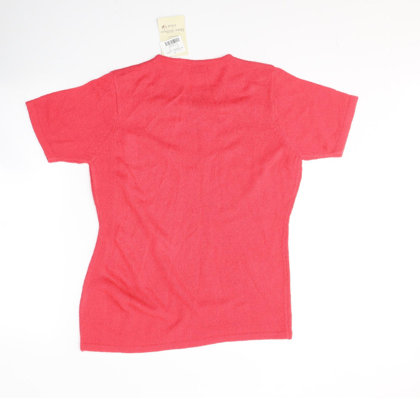 EWM Womens Pink  Acrylic Basic T-Shirt Size 14 V-Neck