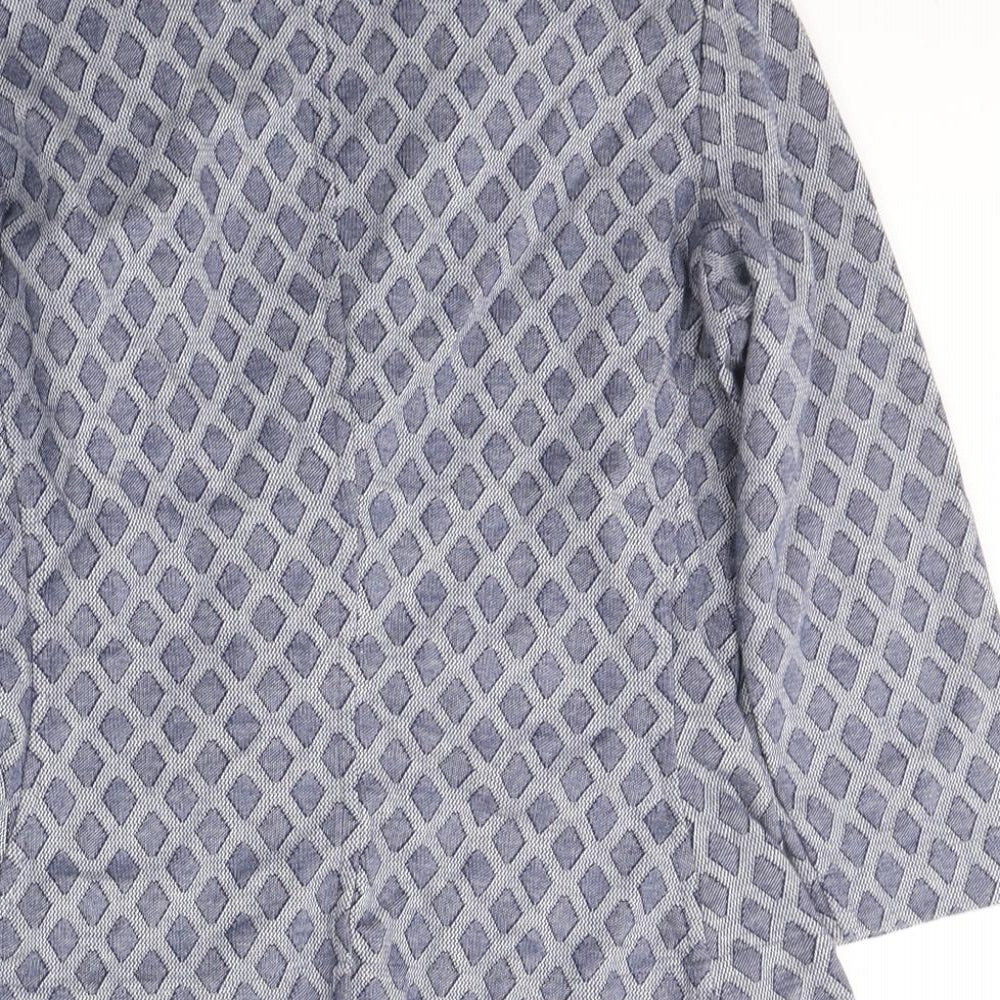 PURE Collection Womens Blue Geometric  Jacket Blazer Size 10  Button
