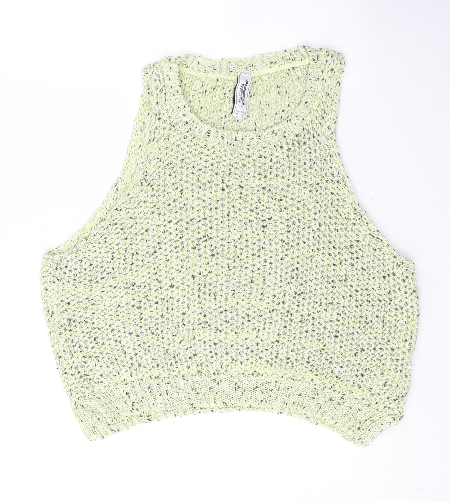 Pull&Bear Womens Green Round Neck  Cotton Vest Jumper Size M