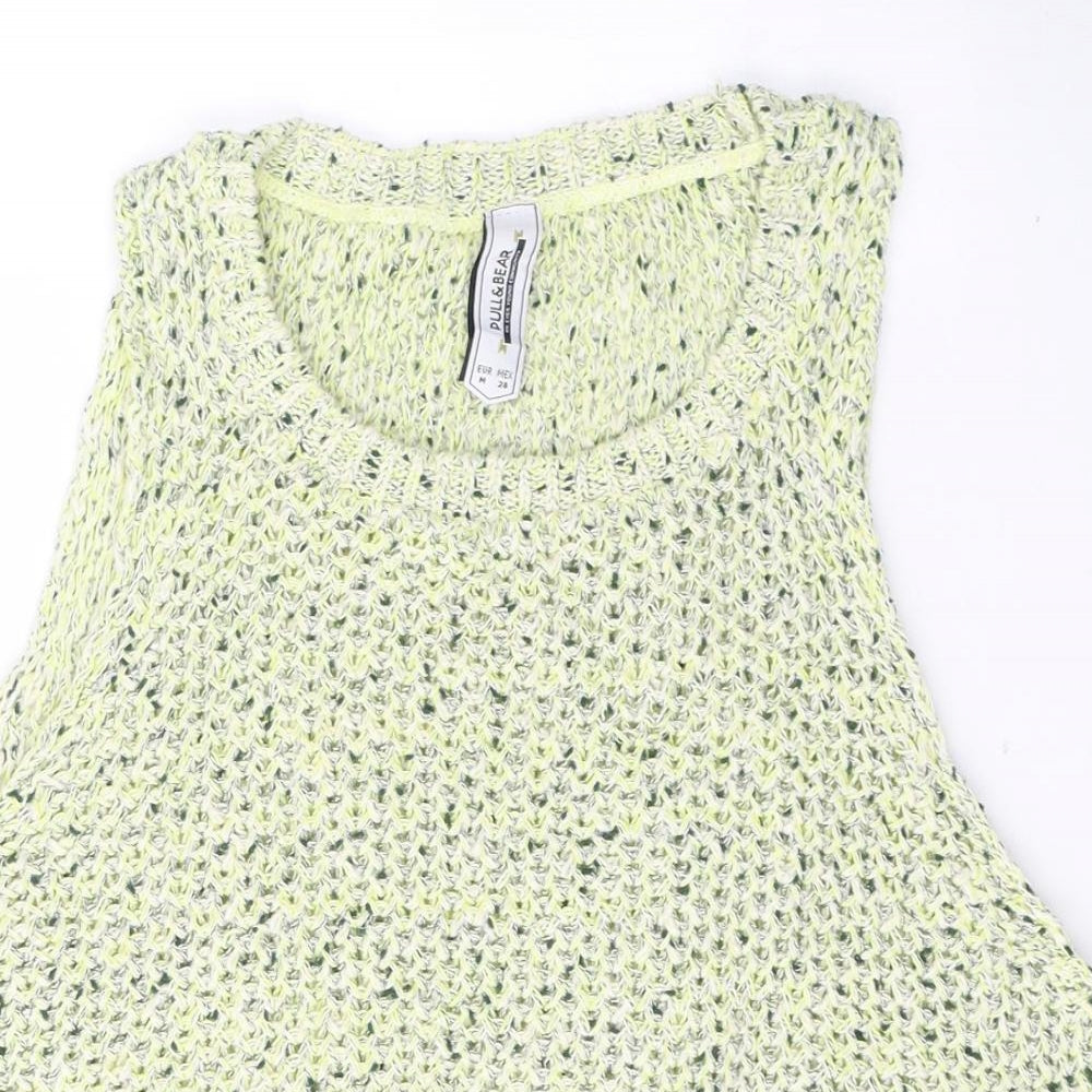 Pull&Bear Womens Green Round Neck  Cotton Vest Jumper Size M