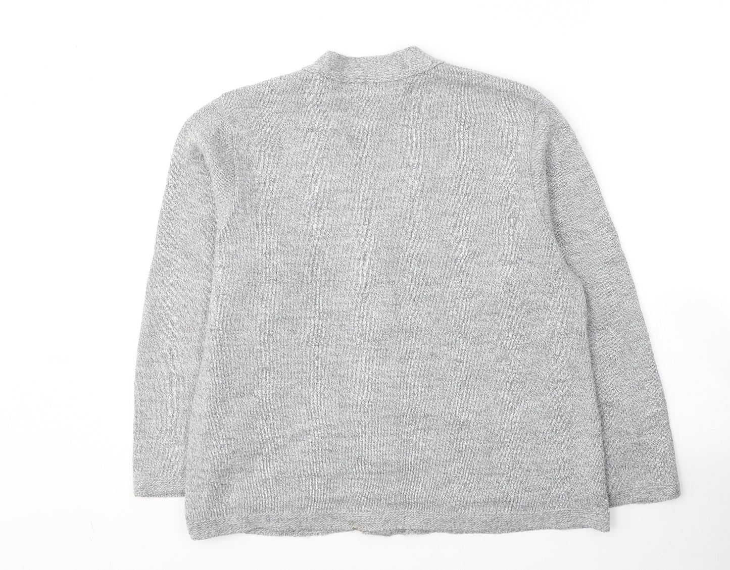 Florida Womens Grey V-Neck  Acrylic Cardigan Jumper Size S