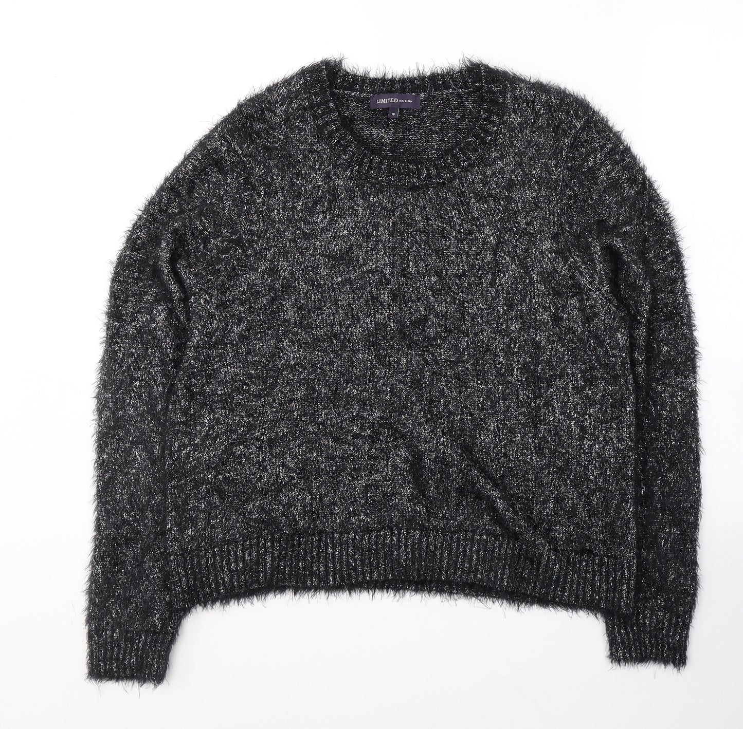 Marks and Spencer Womens Black Round Neck  Polyamide Pullover Jumper Size 16