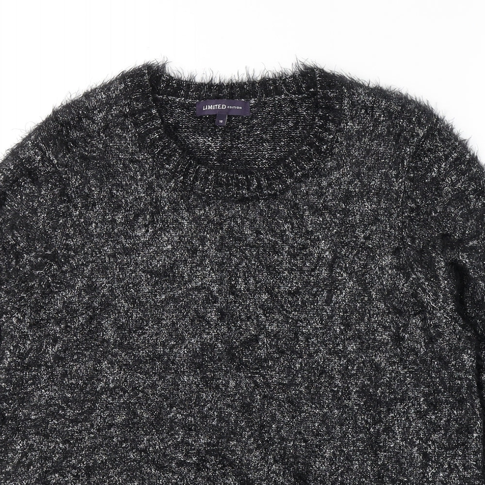 Marks and Spencer Womens Black Round Neck  Polyamide Pullover Jumper Size 16