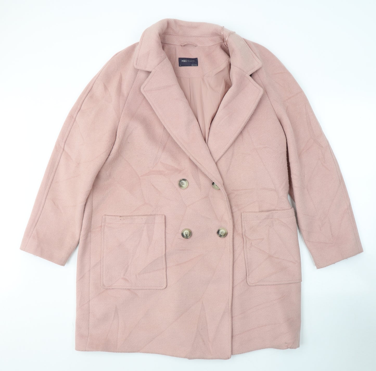 Marks and Spencer Womens Pink   Pea Coat Coat Size 18  Button