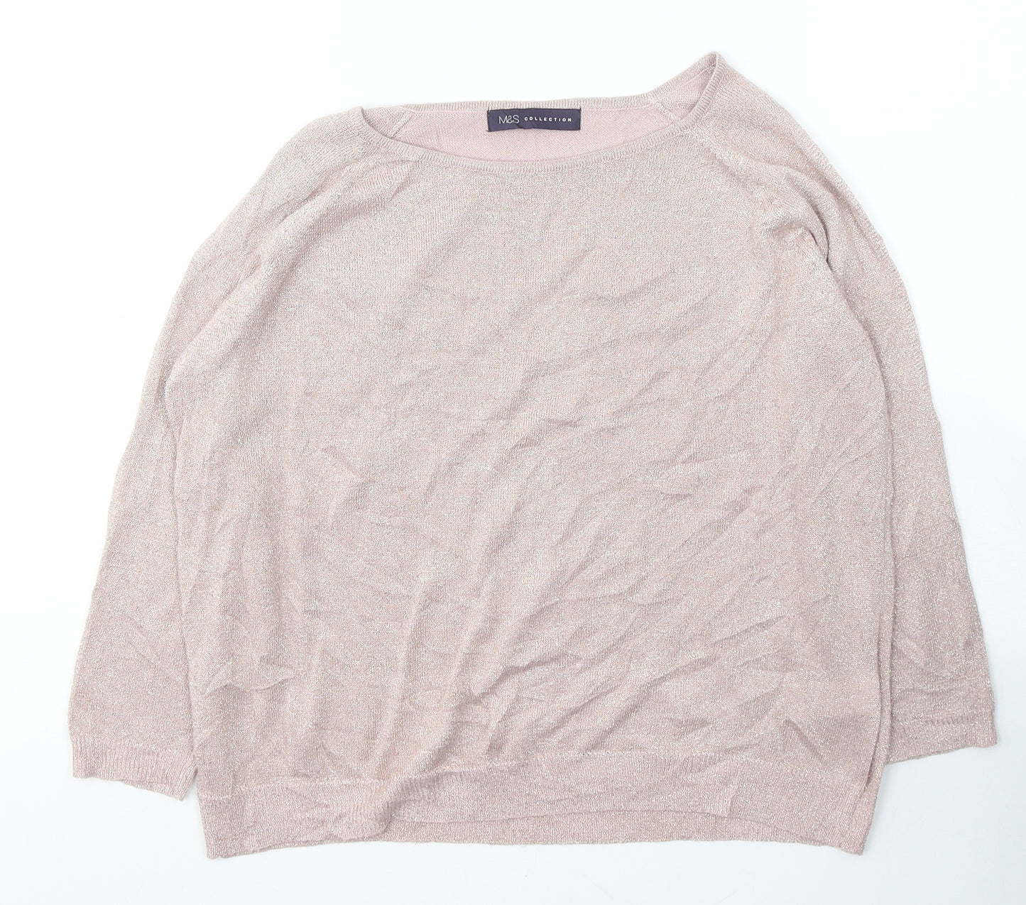 Marks and Spencer Womens Pink Boat Neck  Viscose Pullover Jumper Size 12