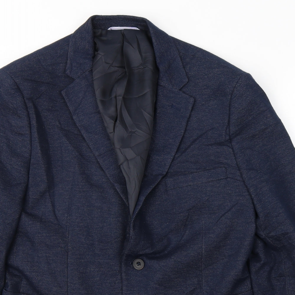 Fisk of Oslo Mens Blue  Polyester Jacket Blazer Size L
