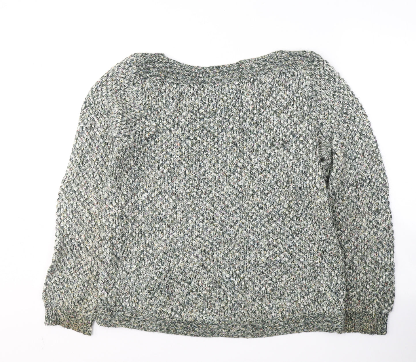 M&Co Womens Green Round Neck  Cotton Pullover Jumper Size 16