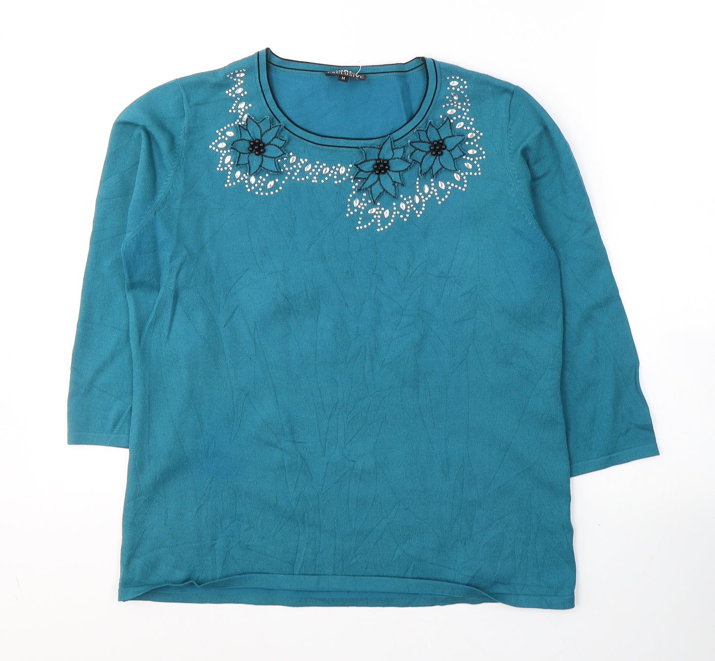 Casama Womens Blue  Viscose Jersey T-Shirt Size M Round Neck