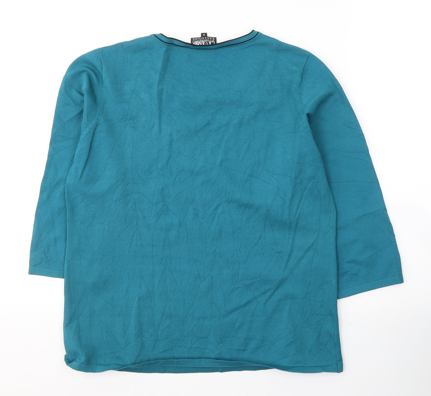 Casama Womens Blue  Viscose Jersey T-Shirt Size M Round Neck