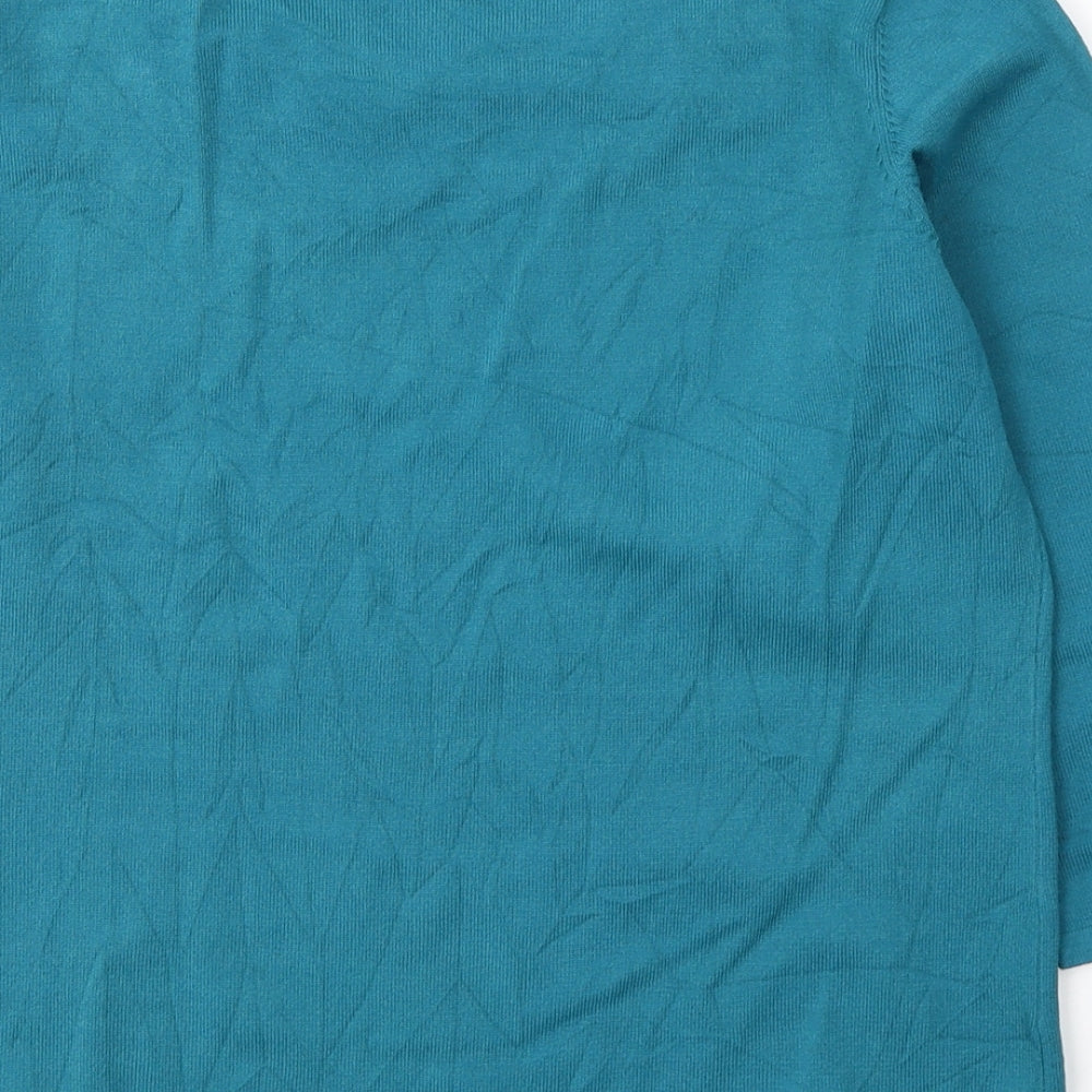 Casama Womens Blue  Viscose Jersey T-Shirt Size M Round Neck
