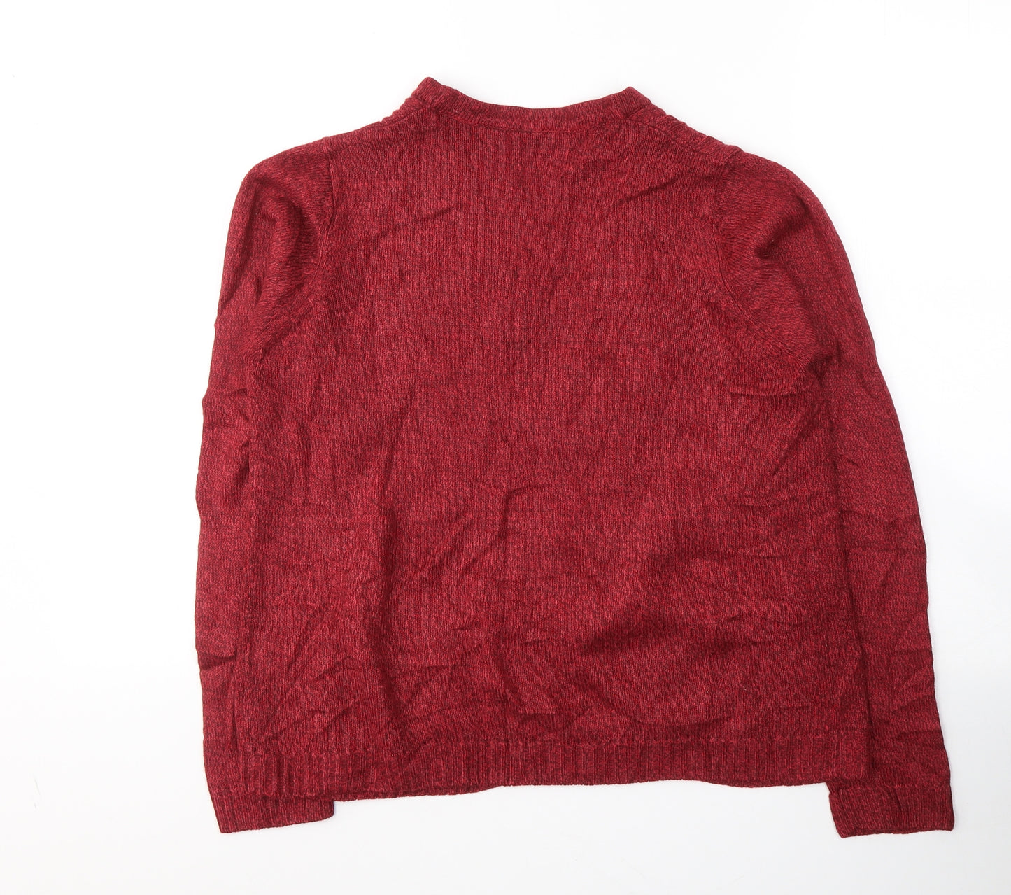 EWM Womens Red V-Neck  Acrylic Cardigan Jumper Size 10