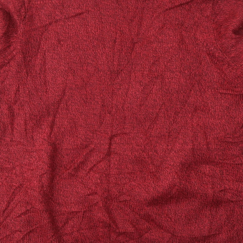 EWM Womens Red V-Neck  Acrylic Cardigan Jumper Size 10