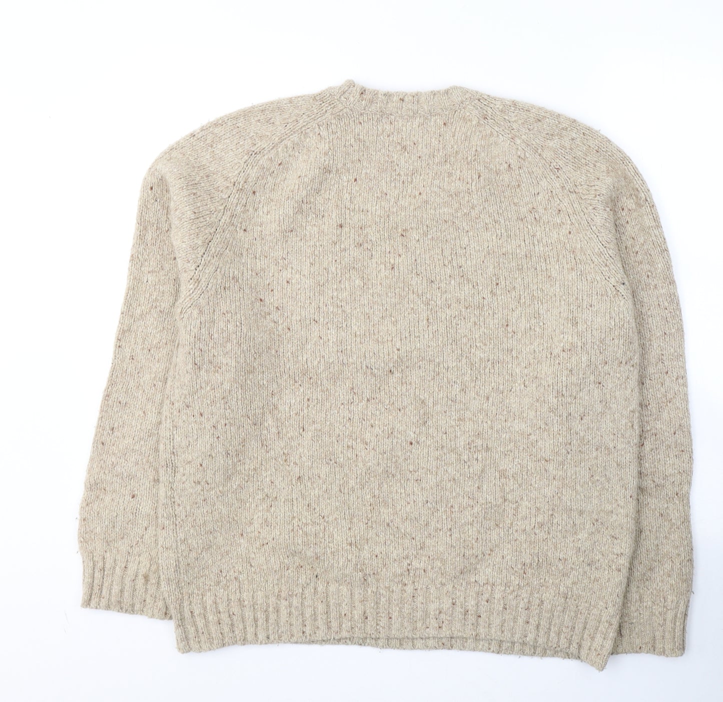 John Lewis Mens Ivory Round Neck  Wool Pullover Jumper Size L