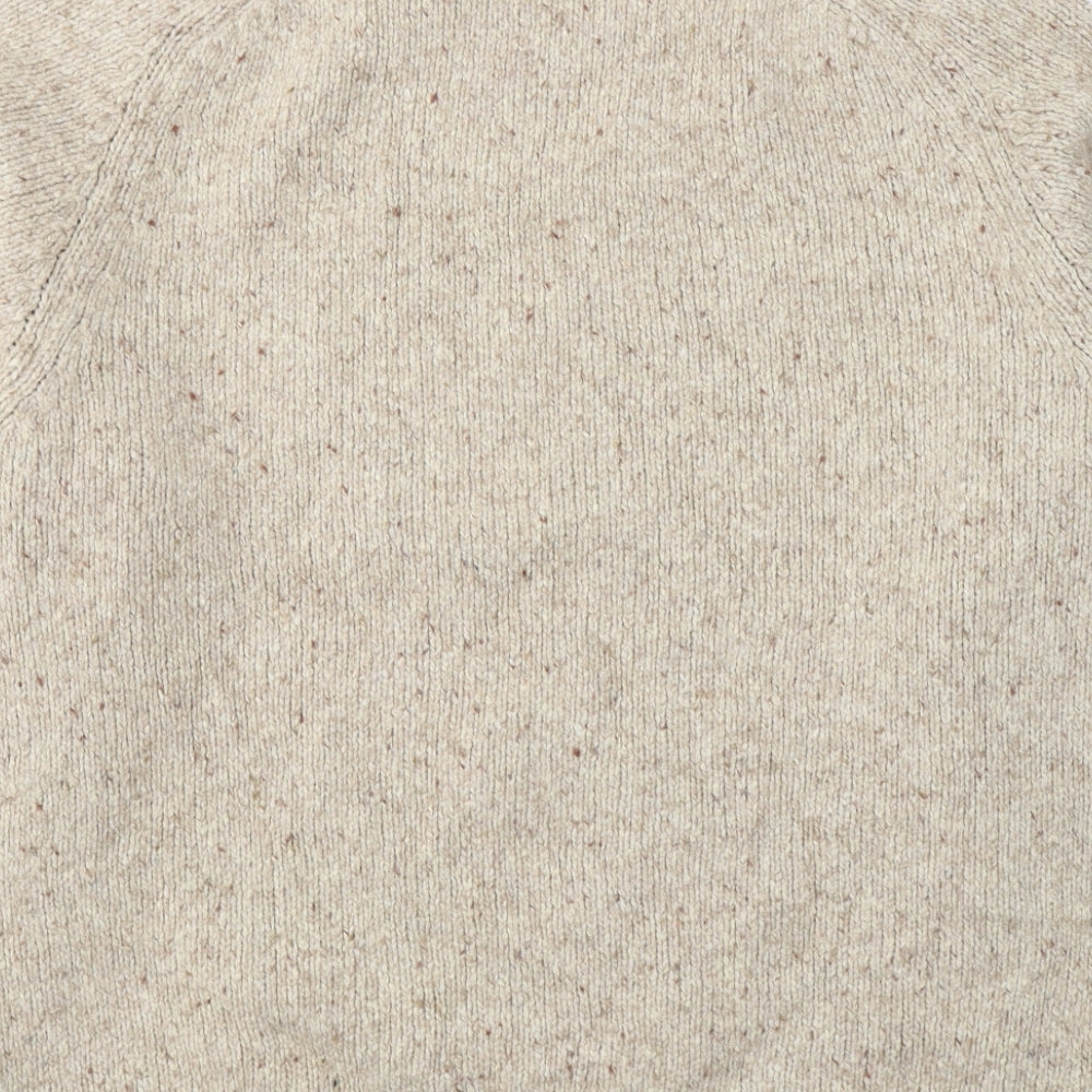 John Lewis Mens Ivory Round Neck  Wool Pullover Jumper Size L