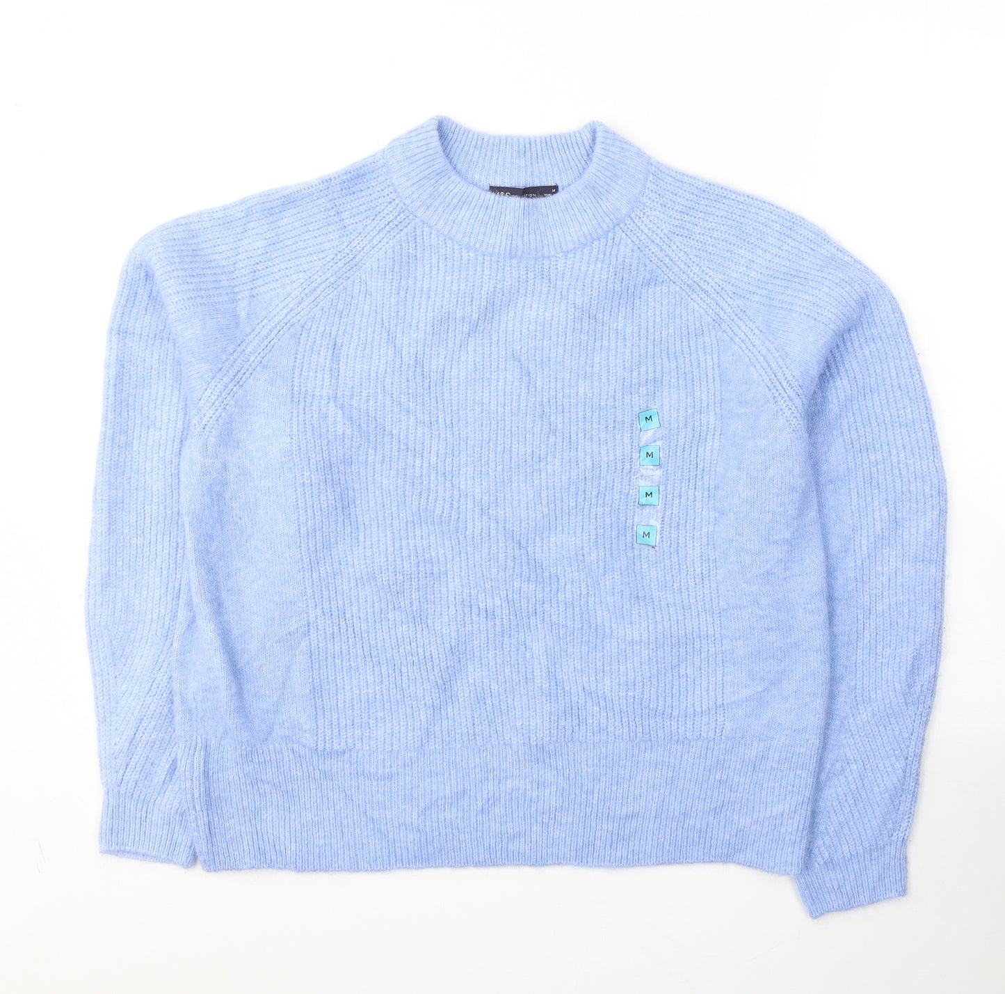 Marks and Spencer Womens Blue Round Neck  Acrylic Pullover Jumper Size M