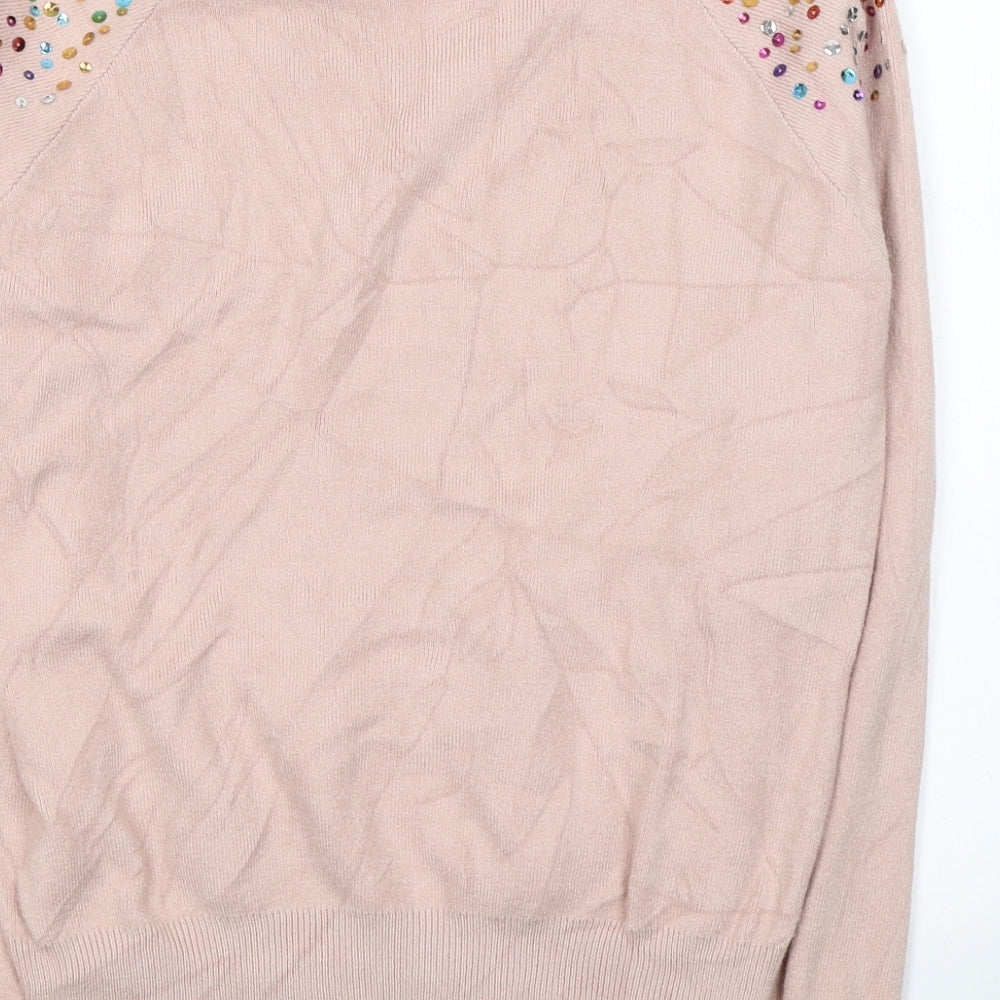 BLUE VANILLA Womens Pink Round Neck  Viscose Pullover Jumper Size S