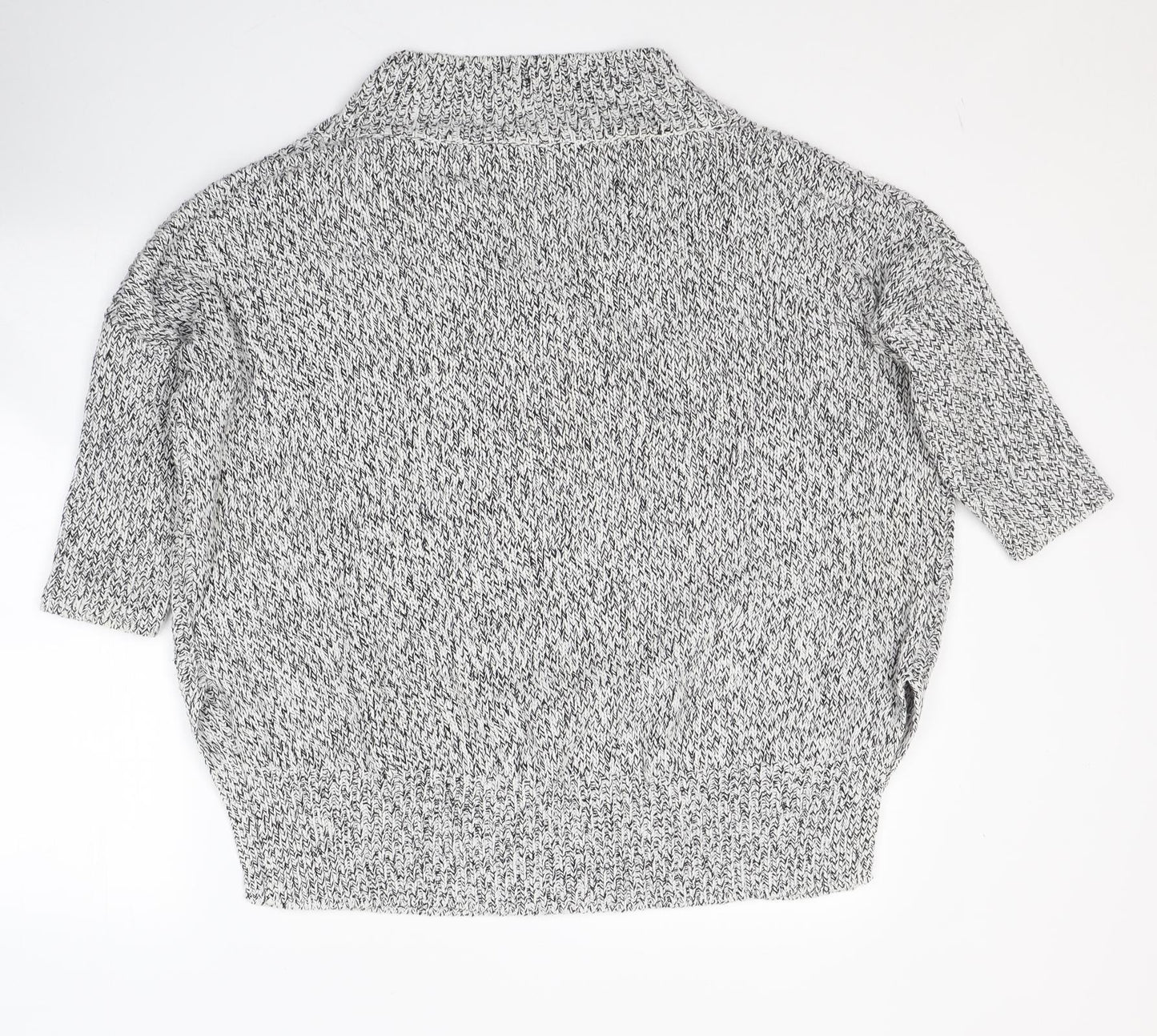 H&M Womens White V-Neck  Cotton Pullover Jumper Size M   - side slits