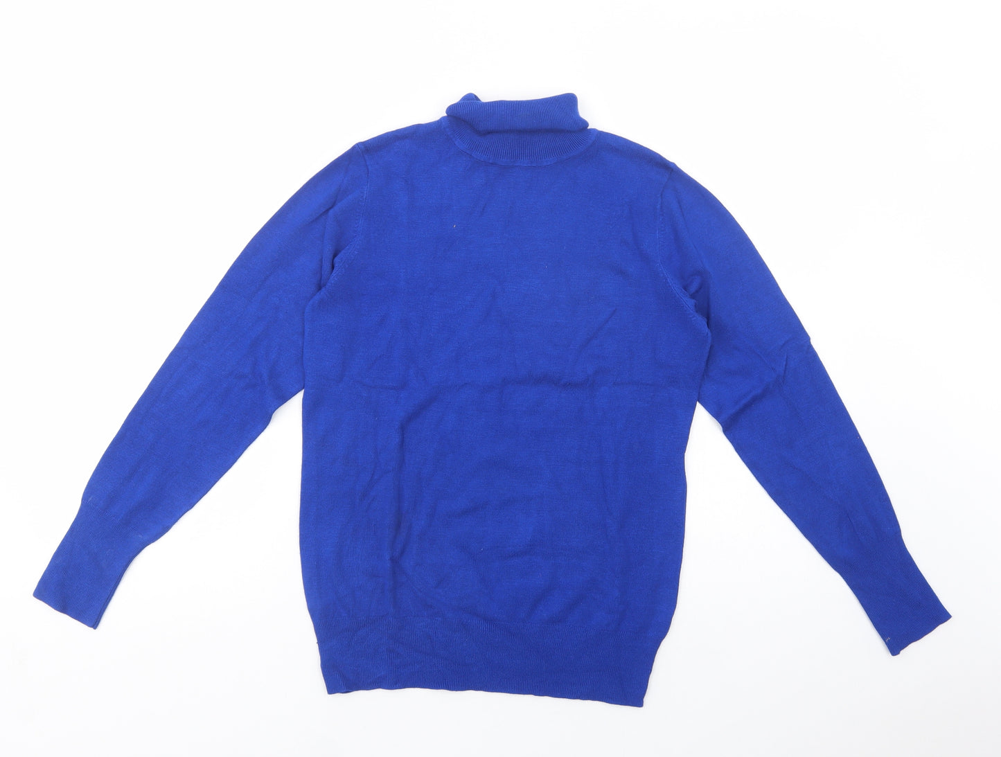 Dunnes Stores Womens Blue Roll Neck  Viscose Pullover Jumper Size M