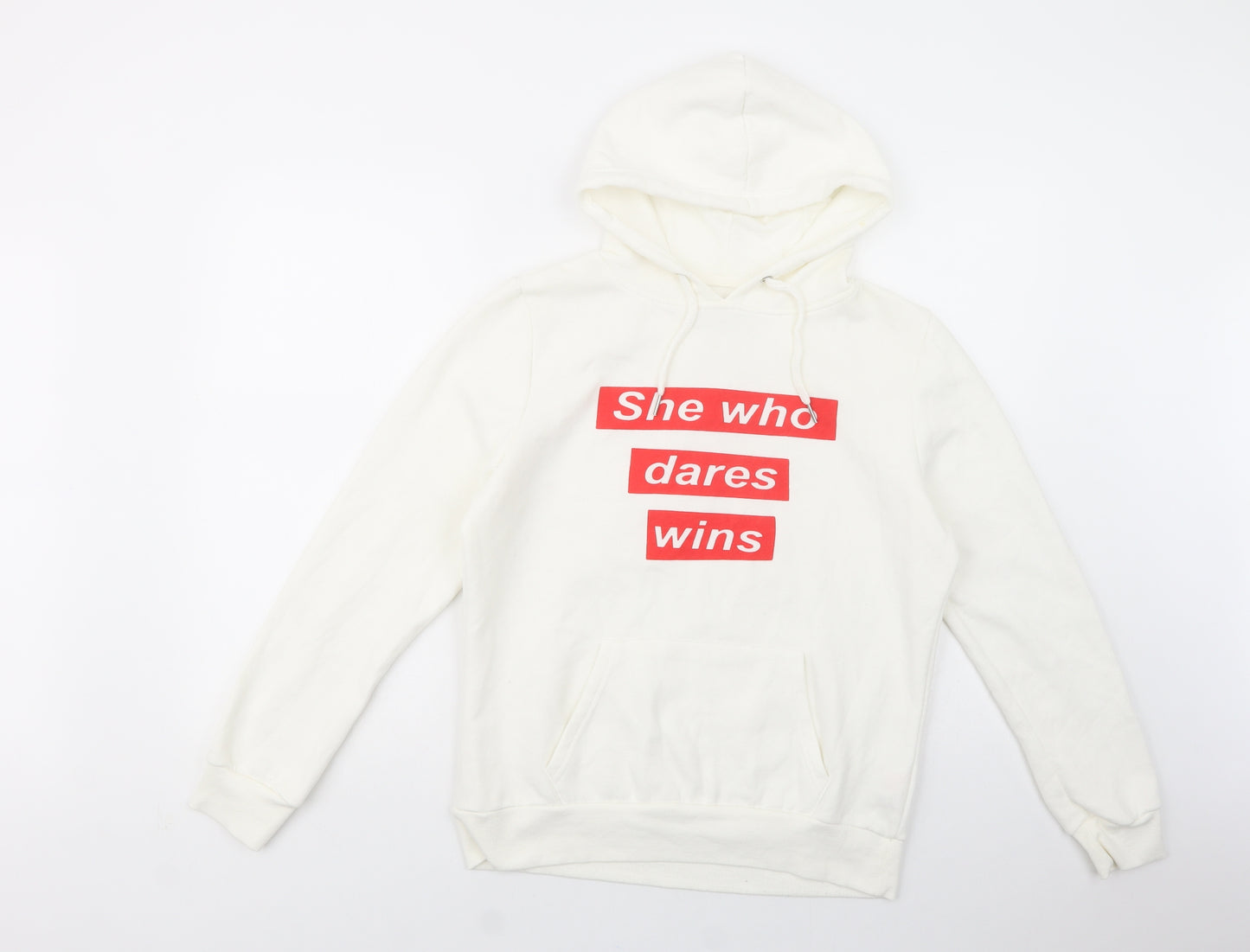 Primark Womens White  Polyester Pullover Hoodie Size 14  Pullover - She Who Dares