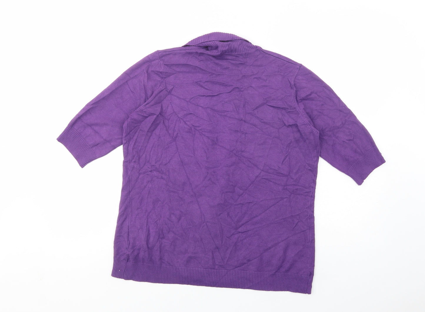 Isle Womens Purple V-Neck  Viscose Cardigan Jumper Size M