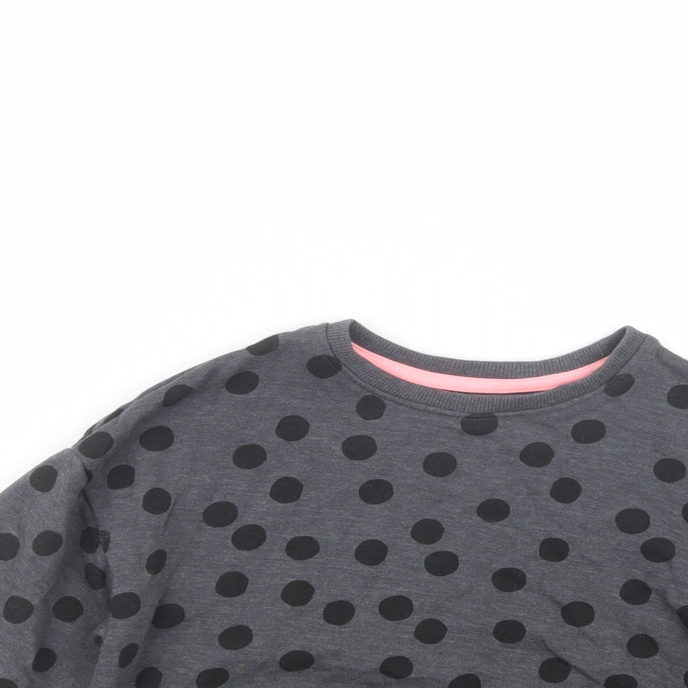 NEXT Girls Grey Polka Dot Cotton Pullover Sweatshirt Size 5-6 Years  Pullover