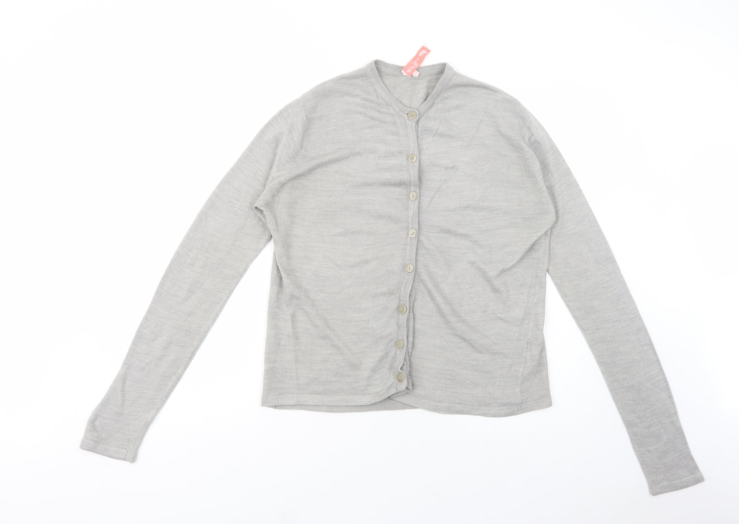 MF Couture Womens Grey Crew Neck  Acrylic Cardigan Jumper Size 16