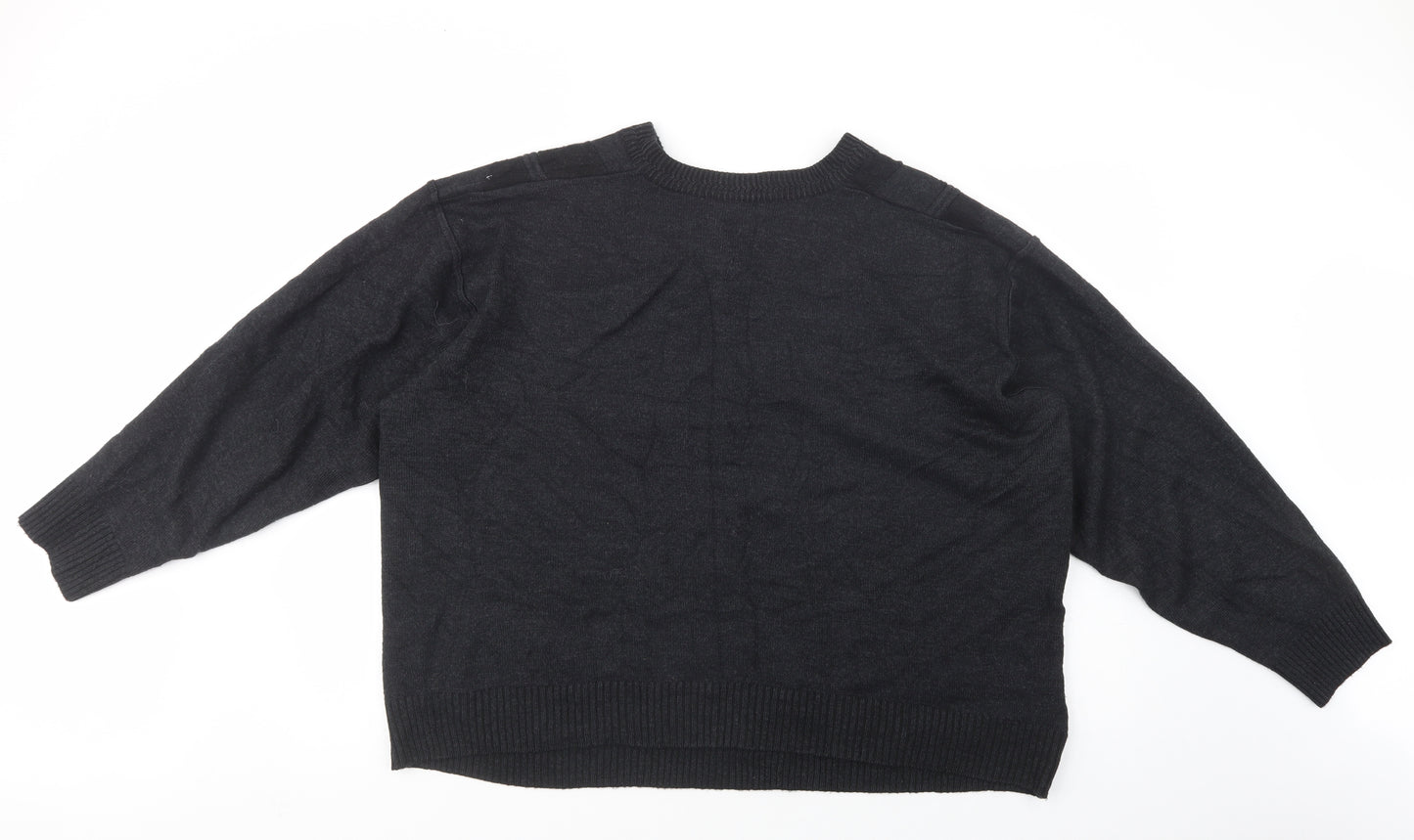 Heathway Mens Black V-Neck Geometric Wool Pullover Jumper Size Big 5X