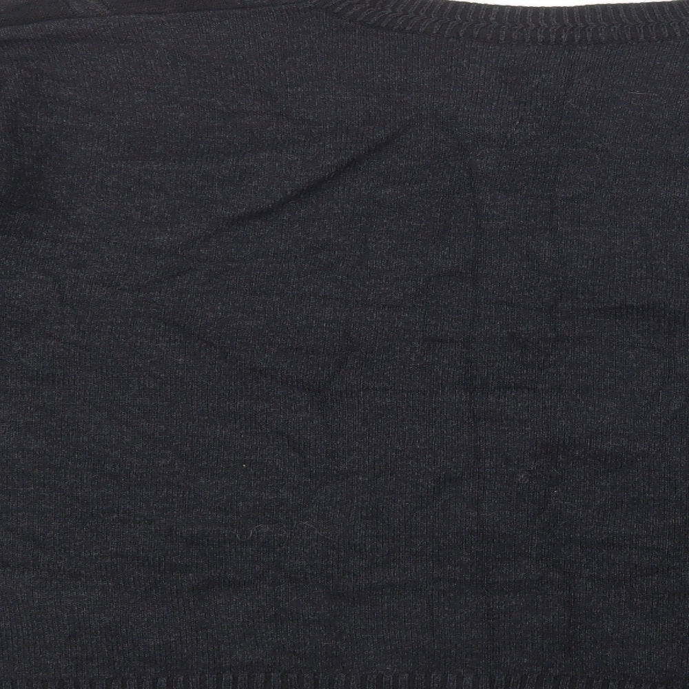 Heathway Mens Black V-Neck Geometric Wool Pullover Jumper Size Big 5X