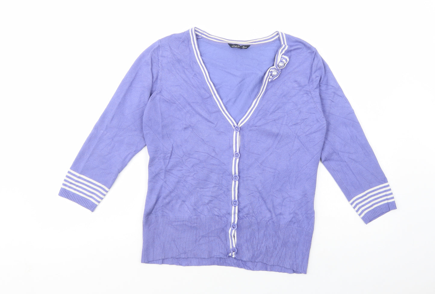 Sarah Hamilton Womens Purple V-Neck  Viscose Cardigan Jumper Size M