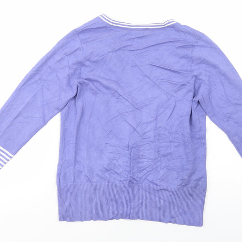 Sarah Hamilton Womens Purple V-Neck  Viscose Cardigan Jumper Size M