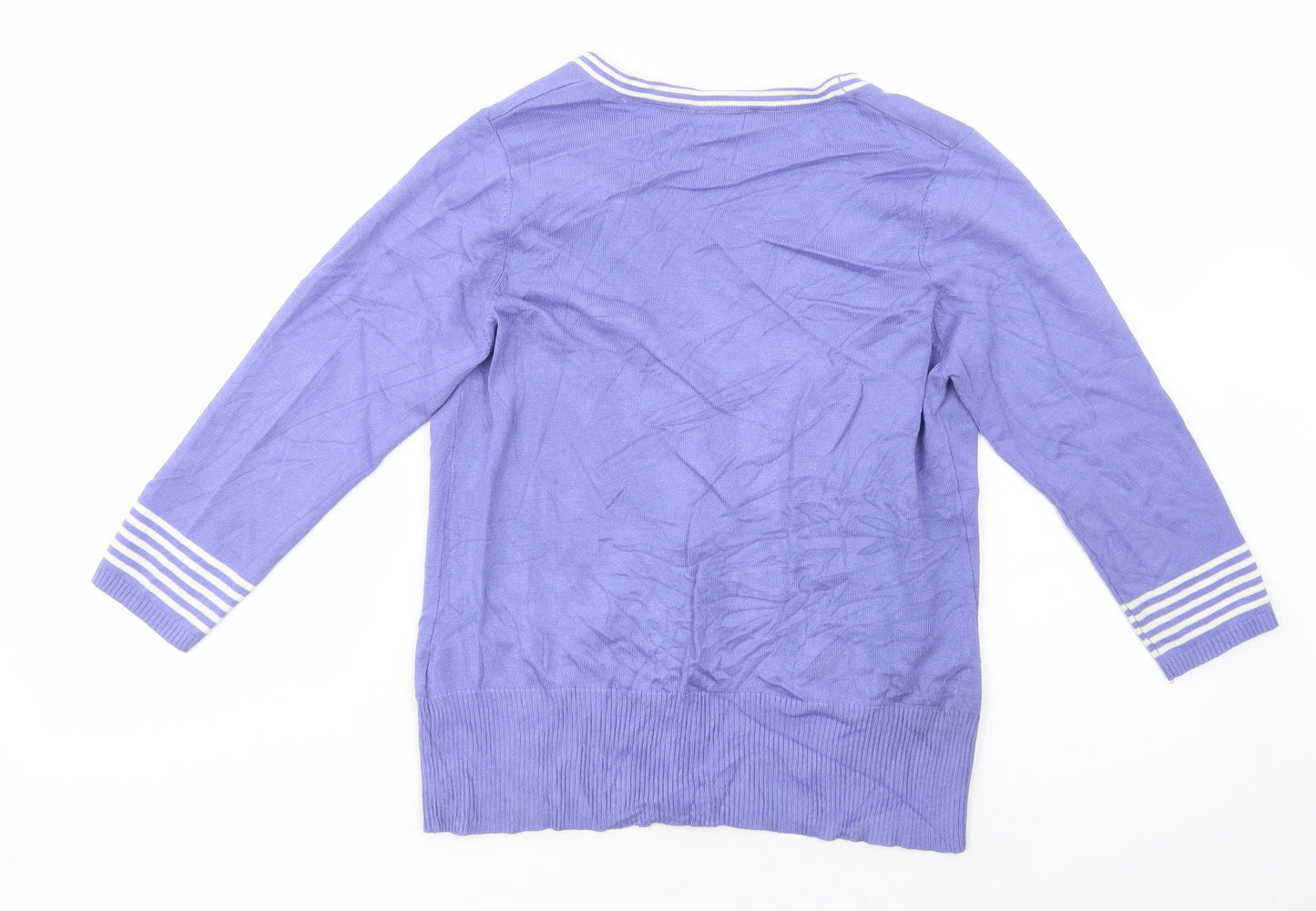 Sarah Hamilton Womens Purple V-Neck  Viscose Cardigan Jumper Size M