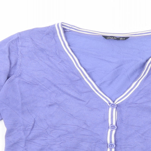 Sarah Hamilton Womens Purple V-Neck  Viscose Cardigan Jumper Size M