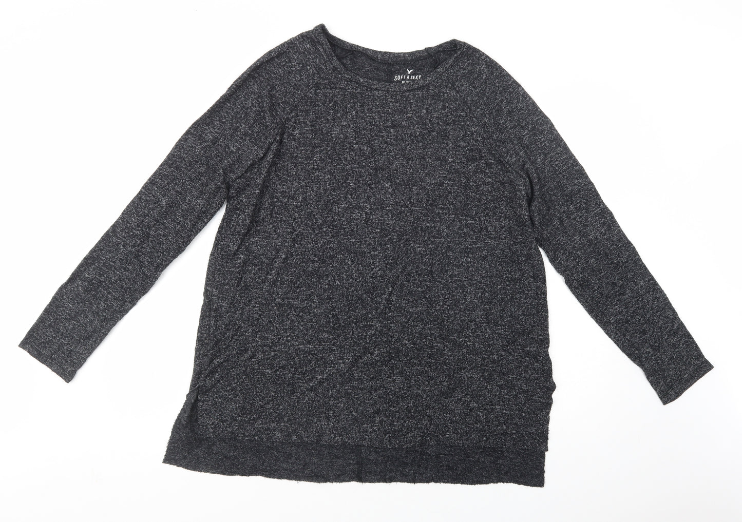 American Eagle  Womens Grey Boat Neck  Viscose Pullover Jumper Size L