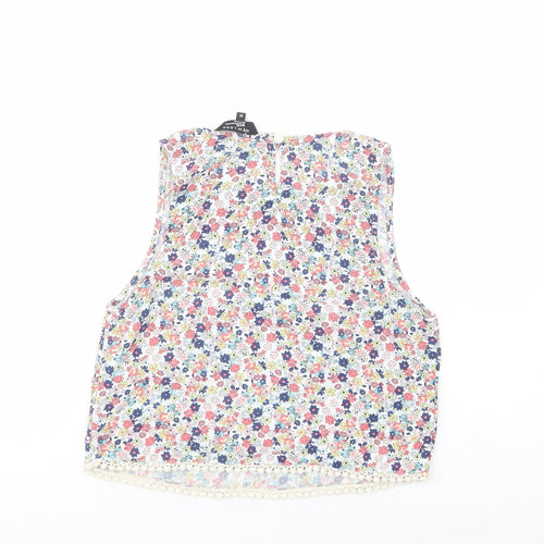 New Look Girls Multicoloured Floral Viscose Pullover Blouse Size 12 Years Boat Neck Button