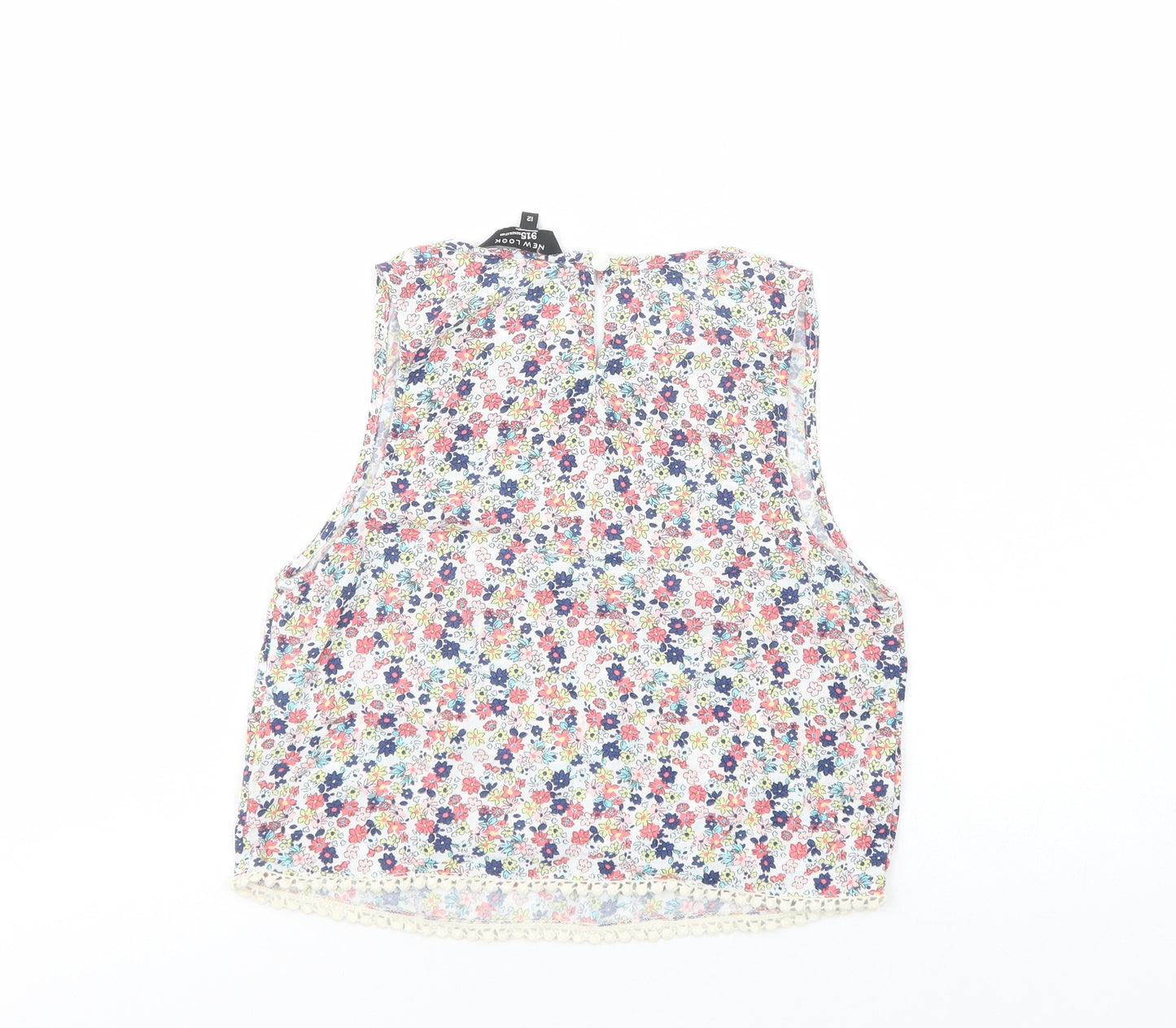 New Look Girls Multicoloured Floral Viscose Pullover Blouse Size 12 Years Boat Neck Button