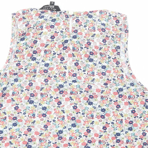 New Look Girls Multicoloured Floral Viscose Pullover Blouse Size 12 Years Boat Neck Button