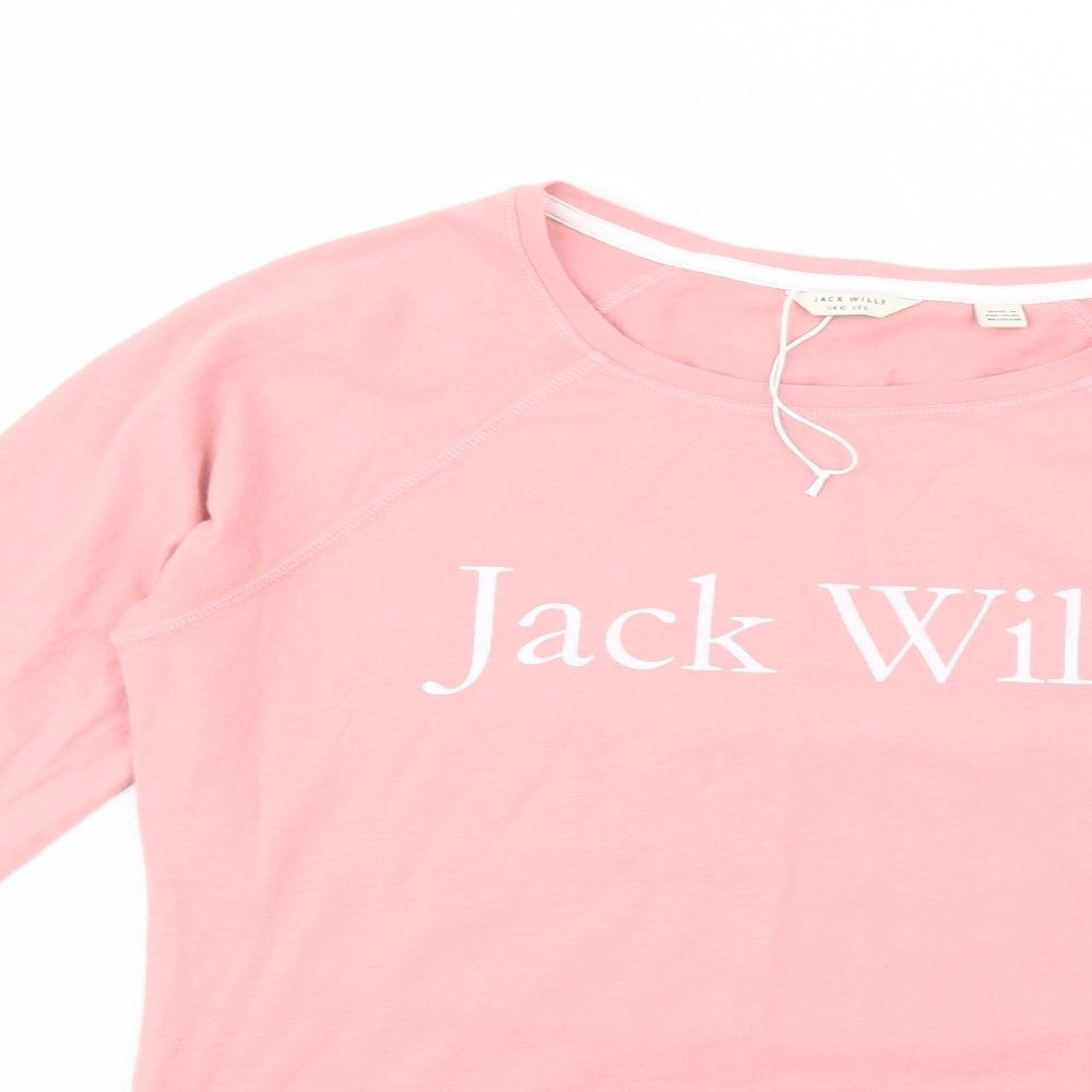 Jack Wills Womens Pink  Cotton Basic T-Shirt Size 10 Crew Neck