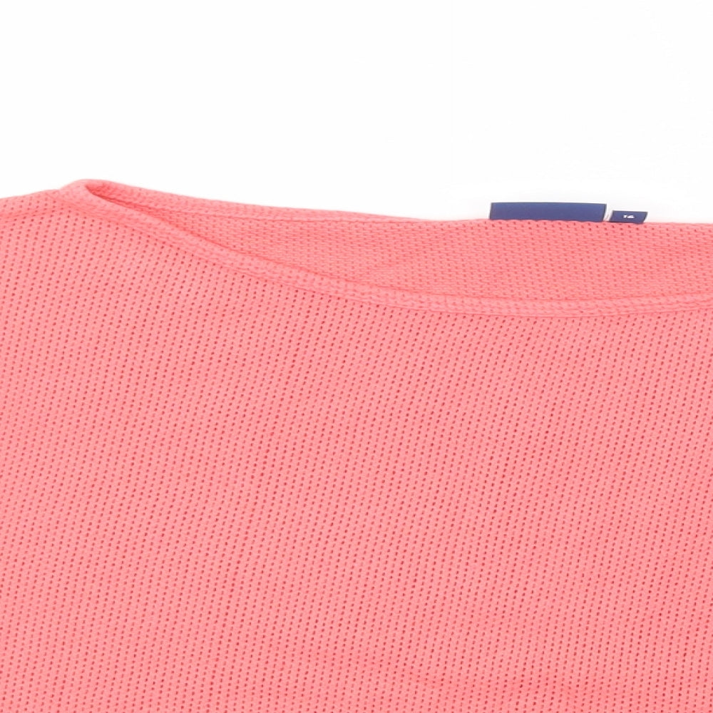 TOM TAILOR Womens Pink  Cotton Basic Blouse Size 16 Boat Neck