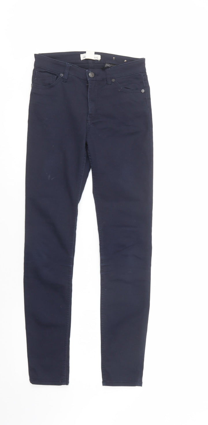 H&M Womens Blue  Cotton Skinny Jeans Size 8 L32 in Regular Button