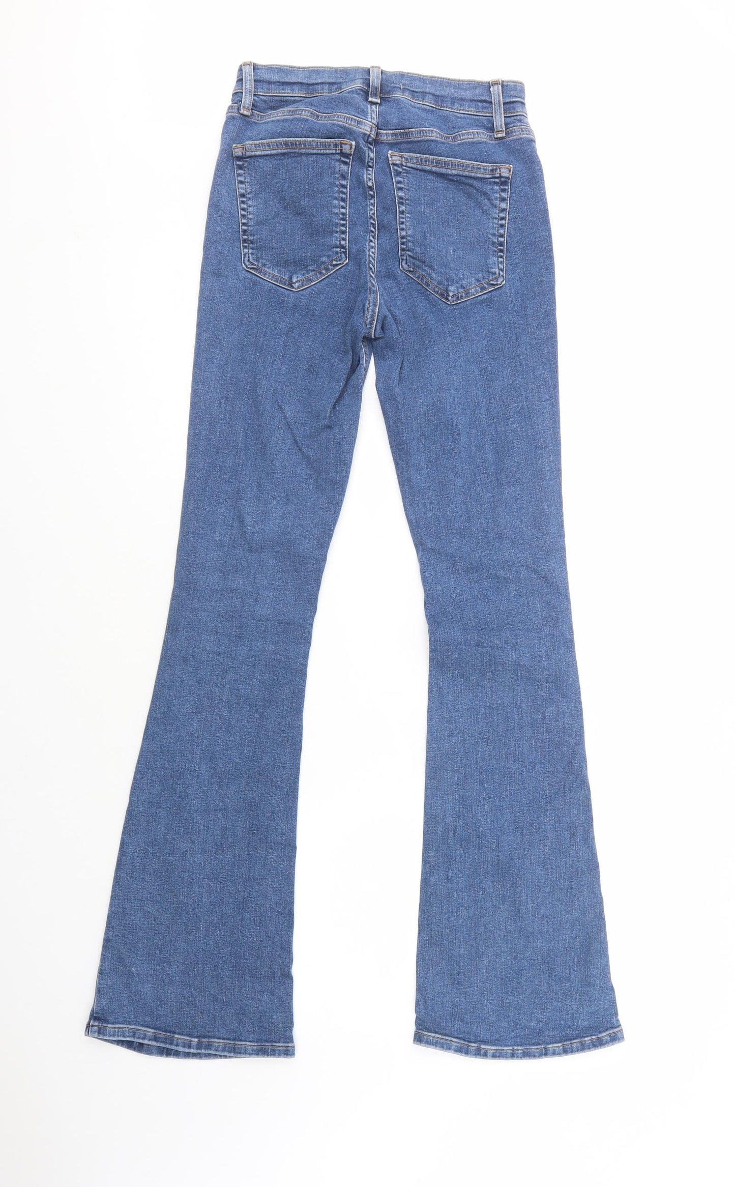 Denim Co. Womens Blue  Cotton Flared Jeans Size 8 L34 in Regular Button