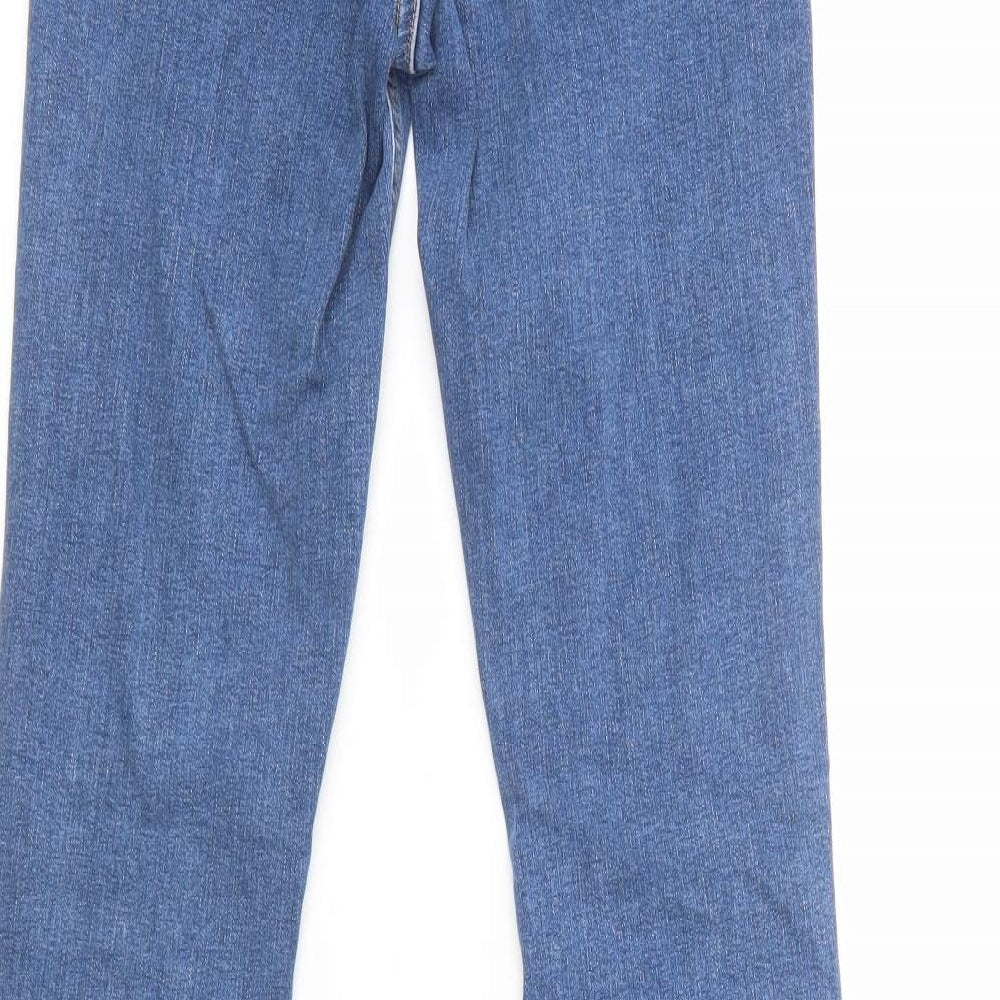 Denim Co. Womens Blue  Cotton Flared Jeans Size 8 L34 in Regular Button